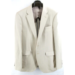 Vintage Mens Jaeger Silk Linen Blazer Jacket 42L Italy Beige